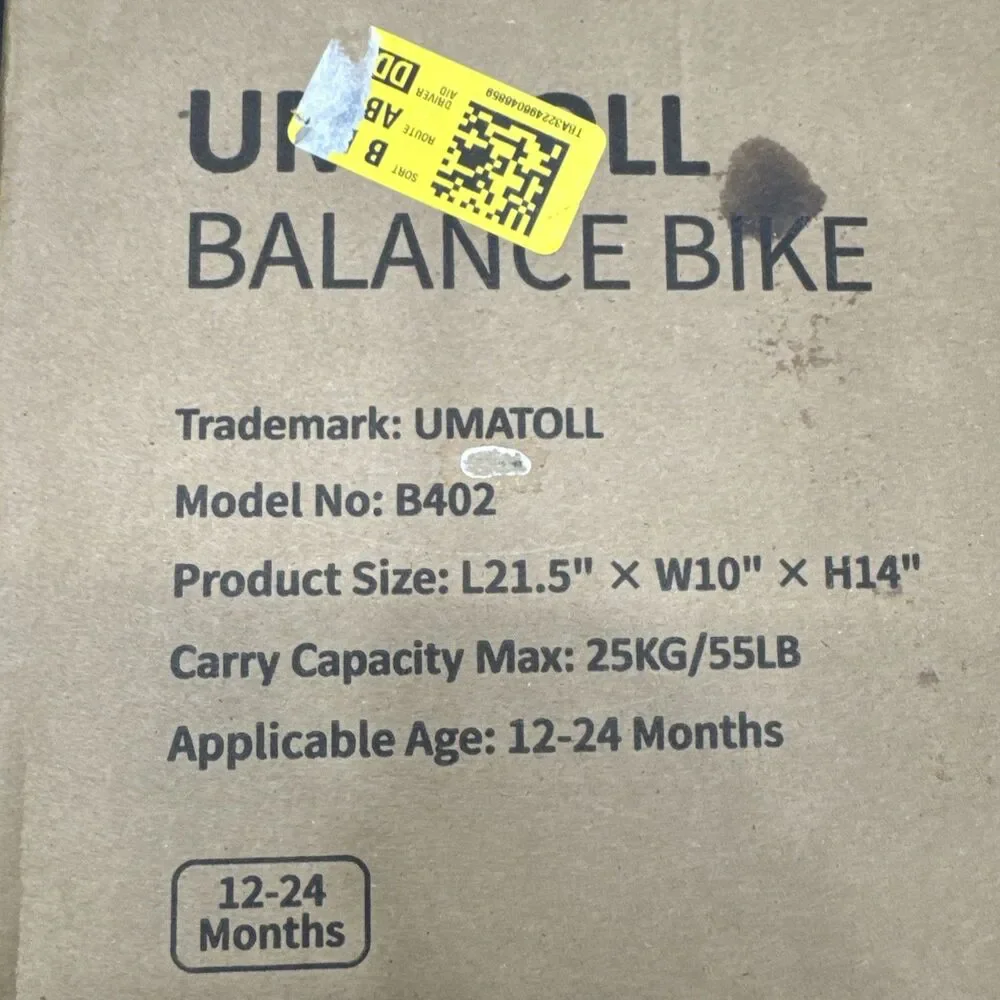 UMATOLL Pink Toddler Balance Bike B402 12-24 Months BNIB No Pedal Ride On